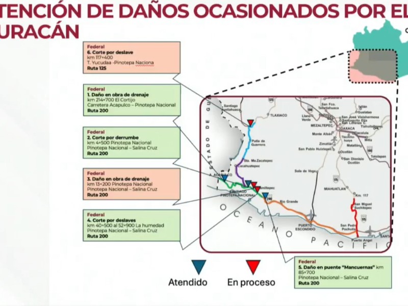 285 afectaciones en  carreteras oaxaqueñas por John