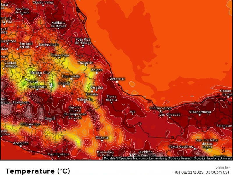 Ambiente caluroso para el estado de Veracruz