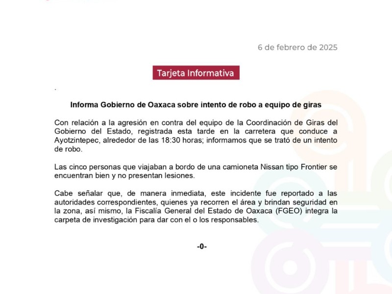 Asalto, el ataque a equipo del gobernador de Oaxaca