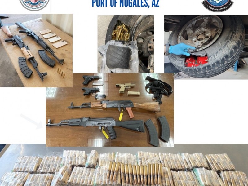 Aseguran armas y municiones en garitas de Nogales