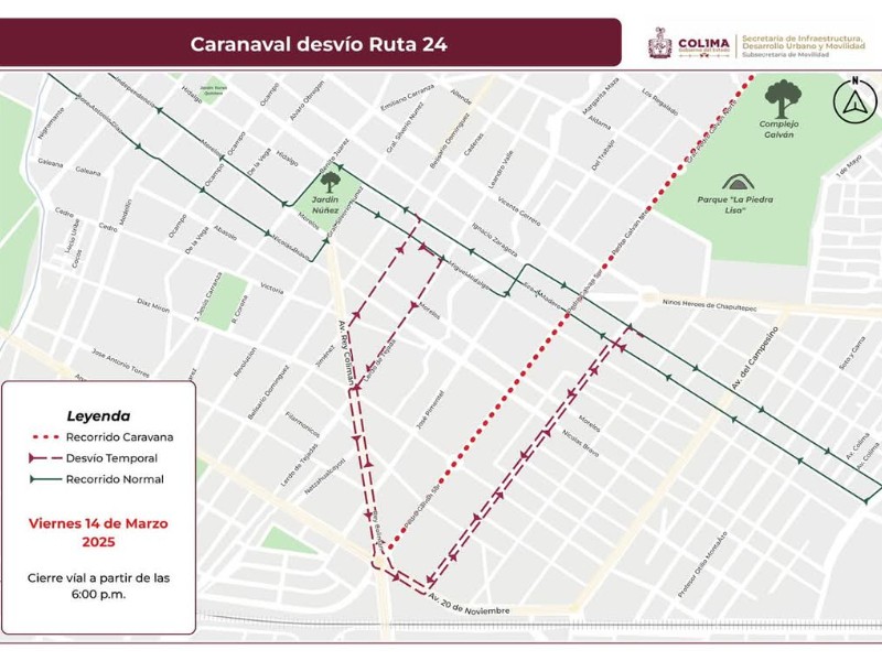 Cambian trayectos de rutas por el carnaval de este viernes