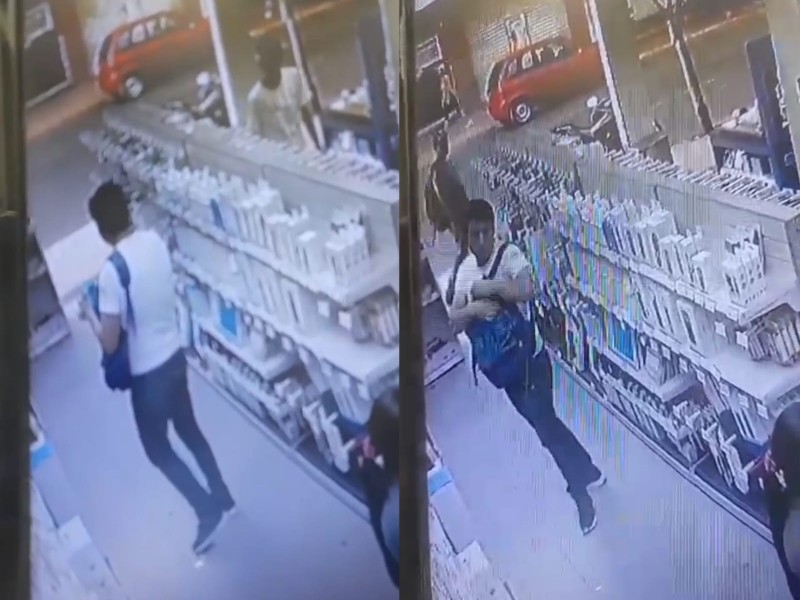 Captan en video a hombre robando en tienda