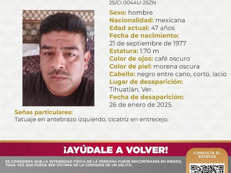 Desaparece padre buscador en Tihuatlán