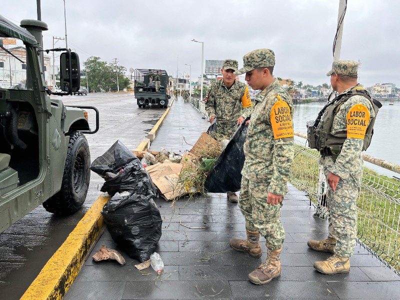 Ejército Mexicano y Guardia Nacional realizan campaña de limpieza en Tuxpan