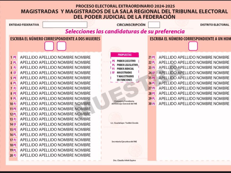 El INE aprueba boletas para elecciones judiciales en 2025