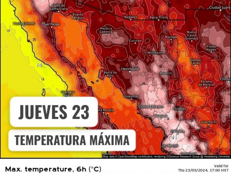 Guaymas con máxima de 31°C