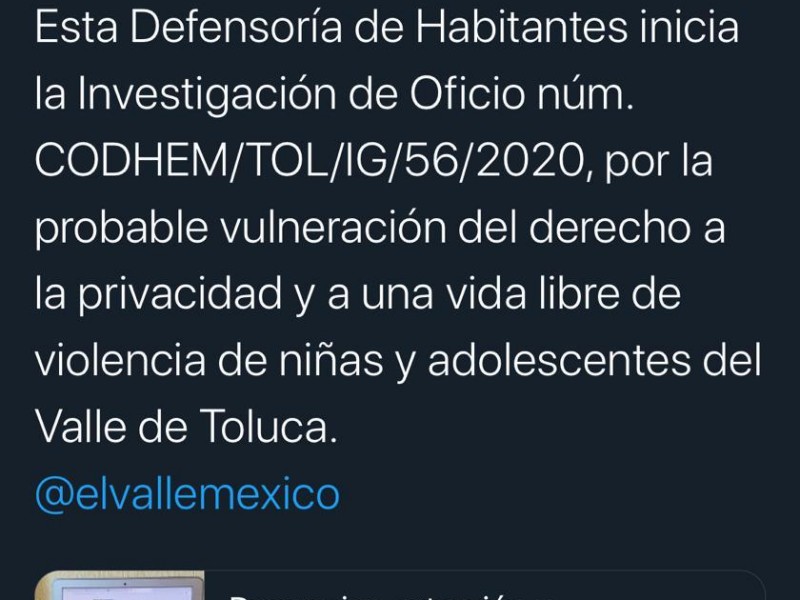 Inicia CODHEM investigación por acoso sexual en Valle de Toluca