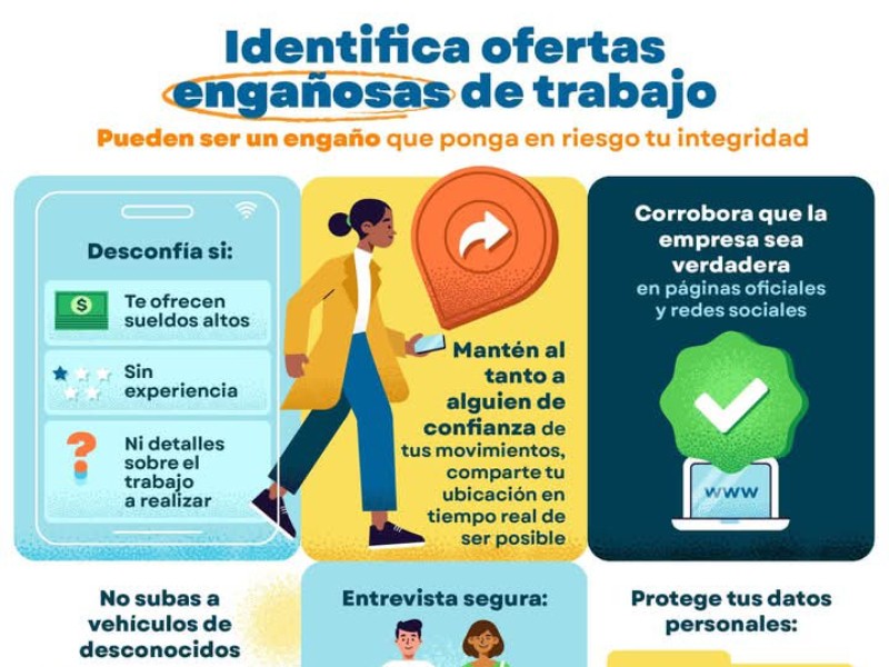 Inician campaña contra trabajos engañosos y secuestros exprés