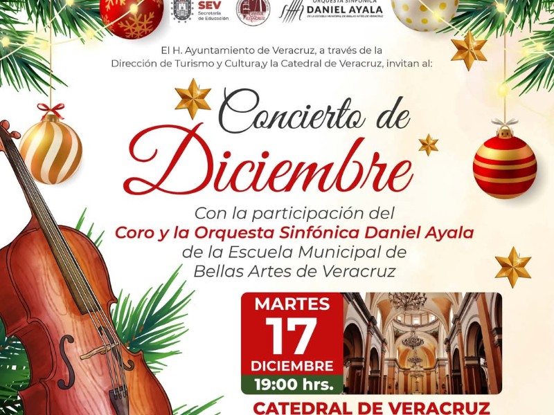 Invitan a concierto decembrino en la catedral de Veracruz