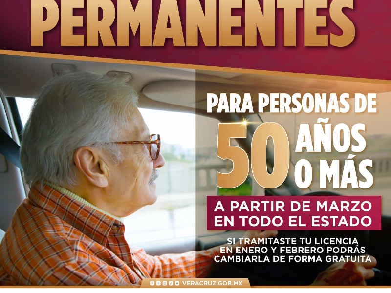 Licencias serán permanentes para conductores de 50 años y más