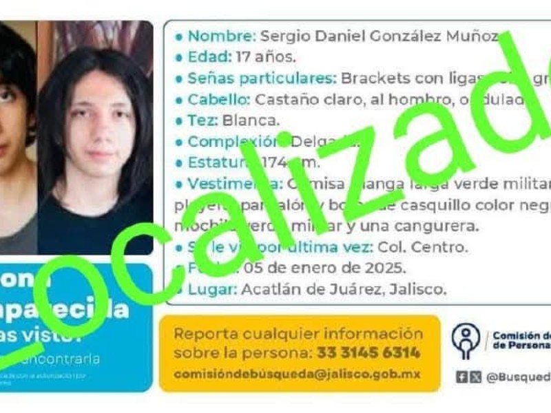 Localizan con vida al joven de Acatlán reportado desaparecido