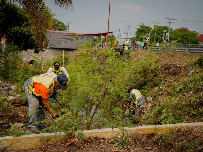 Realizan desazolve de drenes por temporada de lluvias en Juchitán