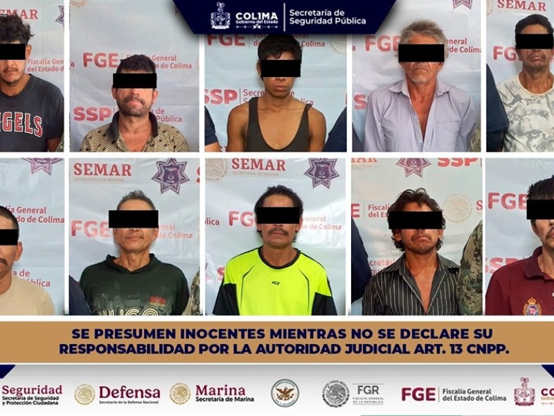 Reportan 10 detenidos por portación de drogas en Tecomán