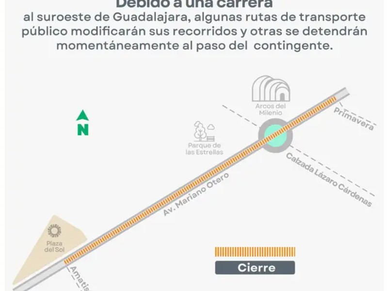 Rutas del transporte público modificarán derrotero por carrera deportiva