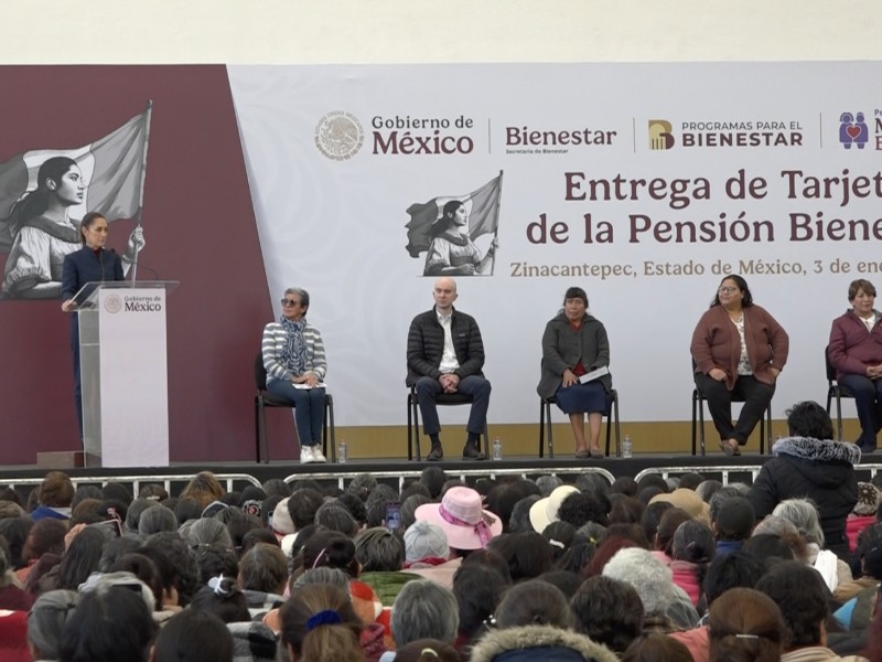 Sheinbaum hace entrega de la Pensión del Bienestar en Zinacantepec