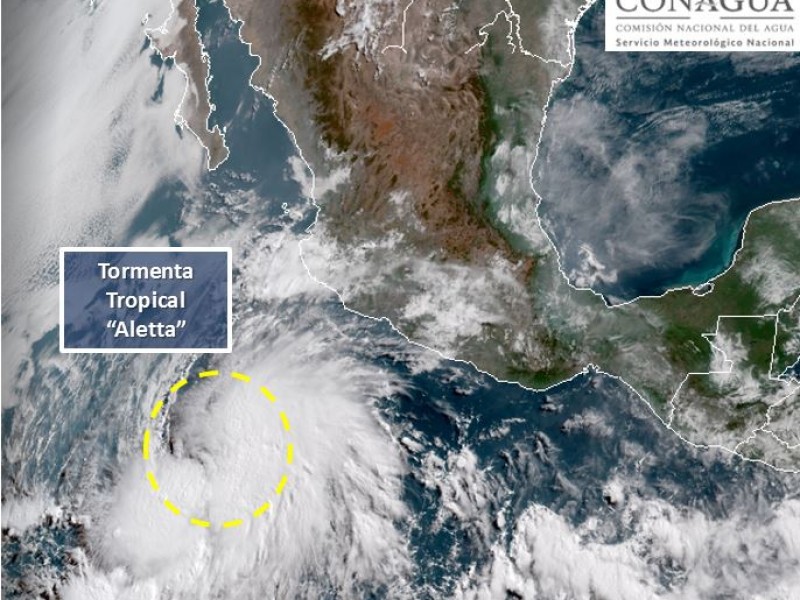 Tormenta tropical Aletta a 565 km de Manzanillo
